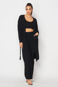 2 Pc. Lounge Pants Set With Crop Tank - Black - SohoGirl.com