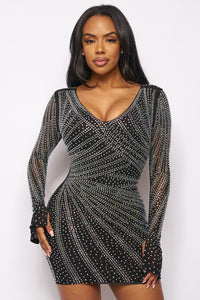 BANJUL RHYNESTONE MINI DRESS -BLACK - SohoGirl.com