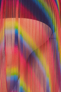 Rainbow Pleated Sheer Maxi Skirt - Multicolor - SohoGirl.com