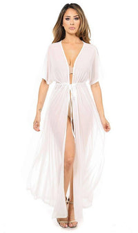 White Sheer Mesh Maxi Duster (Plus Sizes Available) - SohoGirl.com