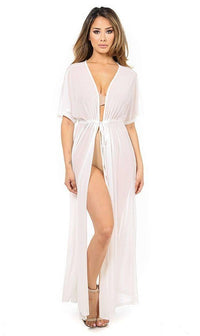 White Sheer Mesh Maxi Duster (Plus Sizes Available) - SohoGirl.com