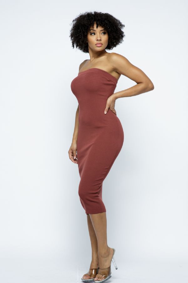 NATURE’S SMILE KNIT MIDI TUBE DRESS