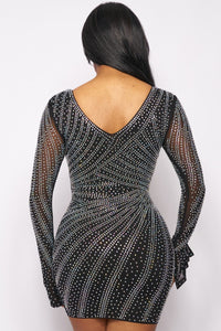 BANJUL RHYNESTONE MINI DRESS -BLACK - SohoGirl.com