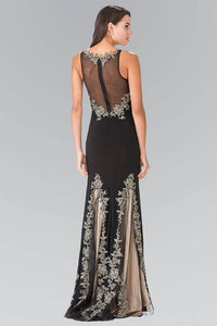 Elizabeth K GL2204 High Neck Dress Accented with Embroidery in Black - SohoGirl.com