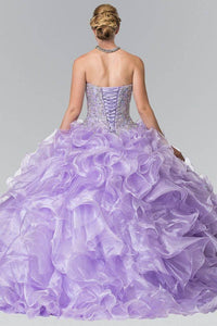 Elizabeth K GL2209 Ruffled Organza Quinceanera Dress in Lilac - SohoGirl.com