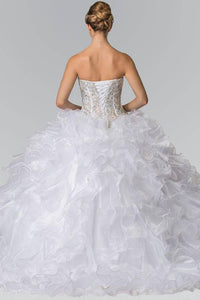 Elizabeth K GL2209 Ruffled Organza Quinceanera Dress in White - SohoGirl.com