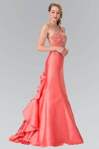Elizabeth K GL2214 Ruffle-Back Sweetheart Dress in Coral - SohoGirl.com