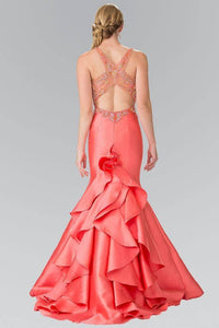 Elizabeth K GL2214 Ruffle-Back Sweetheart Dress in Coral - SohoGirl.com