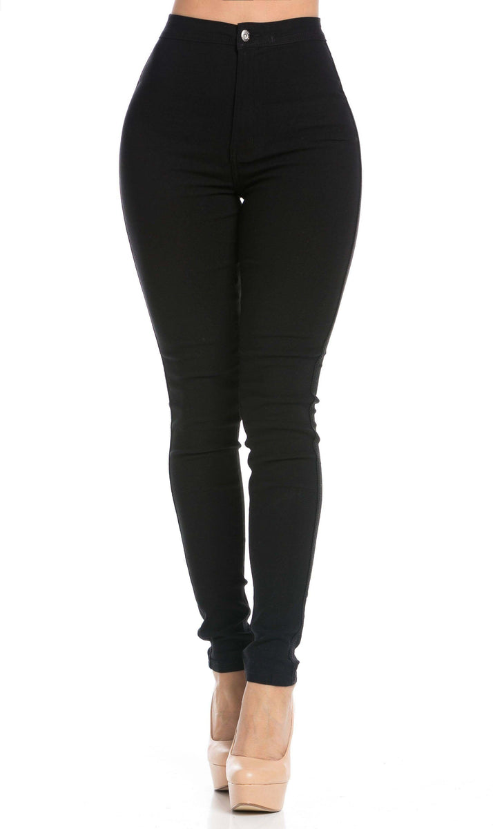 Mimi High Waisted Stretchy Denim Jeggings in Black