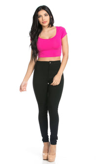 Basic Crop Top in Fuchsia - SohoGirl.com