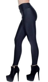 High Waisted Nylon Zip Up Leggings in Black (Plus Sizes Available) - SohoGirl.com