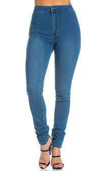 Super High Waisted Stretchy Skinny Jeans (S-3XL) - Denim Blue - SohoGirl.com