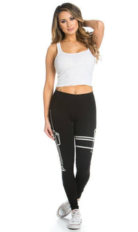 Guns Out Machine Gun Black Leggings - Plus Sizes Available - SohoGirl.com