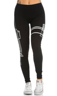 Guns Out Machine Gun Black Leggings - Plus Sizes Available - SohoGirl.com