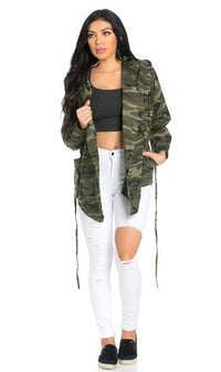 Draped Hooded Jacket in Camouflage - SohoGirl.com