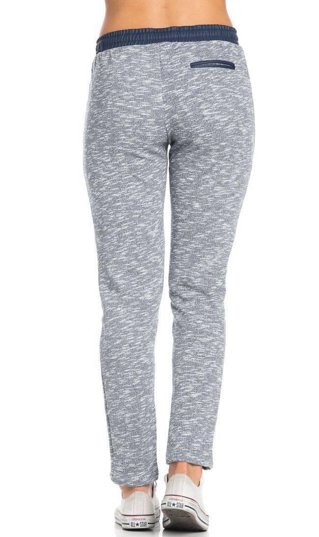 Faux Leather Detail Banded Drawstring Jogger Pants in Navy Blue ...