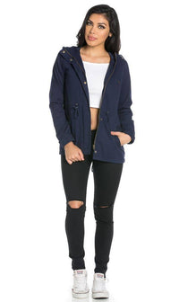 Plus Size Hooded Parka Coat in Navy Blue - SohoGirl.com