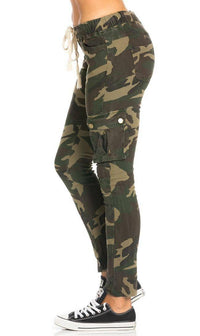 Skinny Drawstring Cargo Pants in Camouflage - SohoGirl.com
