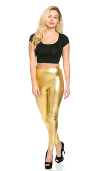 Everyday Faux Leather Leggings in Gold - SohoGirl.com