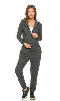 Classic Zip Up Jogger Hoodie in Charcoal - SohoGirl.com