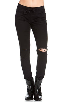 American Bazi Knee Slit Jogger Pants in Black - SohoGirl.com