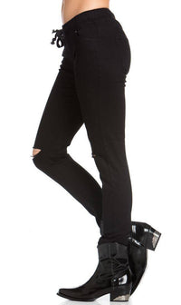 American Bazi Knee Slit Jogger Pants in Black - SohoGirl.com