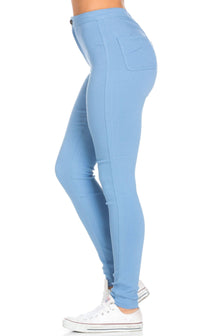 Super High Waisted Stretchy Skinny Jeans - Baby Blue - SohoGirl.com