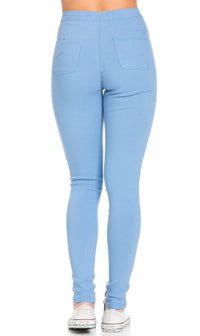 Super High Waisted Stretchy Skinny Jeans - Baby Blue - SohoGirl.com