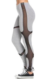 Mesh Insert High Waisted Sport Leggings in Gray - SohoGirl.com