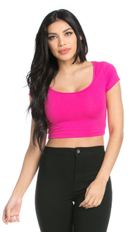 Basic Crop Top in Fuchsia - SohoGirl.com