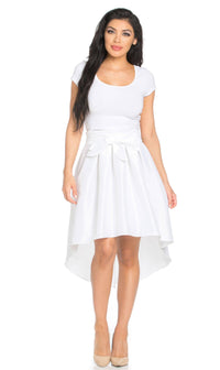 High-Low Taffeta Pleated Midi-Skirt in White - SohoGirl.com