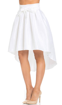 High-Low Taffeta Pleated Midi-Skirt in White - SohoGirl.com