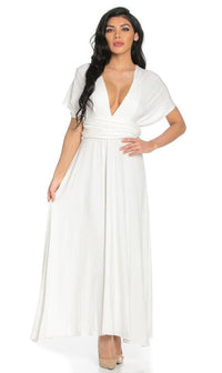 Multiway Slinky Maxi Dress in Ivory - SohoGirl.com