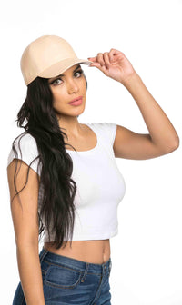 Solid Faux Leather Cap in Beige - SohoGirl.com