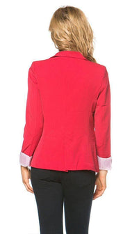 Single Button Solid Blazer in Red - SohoGirl.com
