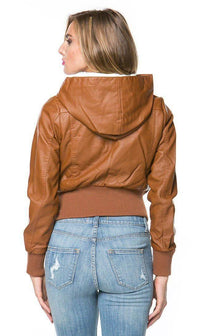 Faux Fur Lined Hooded Bomber Jacket in Tan (Plus Sizes Available) - SohoGirl.com
