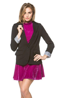 Single Button Solid Blazer in Black (Plus Sizes Available) - SohoGirl.com