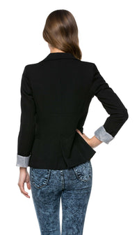 Single Button Pinstriped Blazer in Black (Plus Sizes Available) - SohoGirl.com