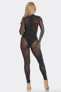 BNJ SHELLEY RHINESTONE JUMPSUIT - BLACK