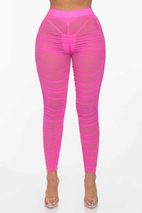 SCRUNCH MESH COVER UP BOTTOMS - PINK