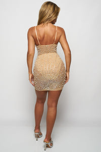 BNJ JOSEFINA PEARL EMBELLISHED BODYCON DRESS - NUDE