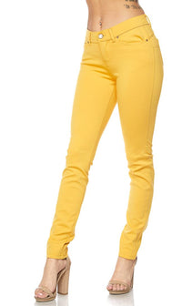 Classic Stretch Knit Skinny Pants in Yellow (S-3XL) - SohoGirl.com