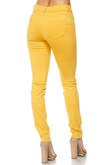Classic Stretch Knit Skinny Pants in Yellow (S-3XL) - SohoGirl.com