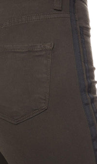 Olive Side Stripe High Waisted Denim Skinny Jeans - SohoGirl.com