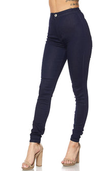 Super High Waisted Stretchy Skinny Jeans - Navy Blue Denim - SohoGirl.com