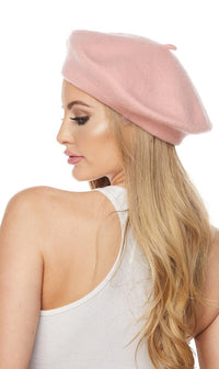 Pink Wool Beret Hat - SohoGirl.com