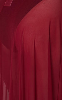 Sheer Tie Waist Side Slit Maxi Skirt - Burgundy - SohoGirl.com