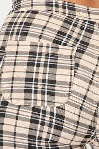 Super High Waisted Checkered Plaid Skinny Jeans - Tan - SohoGirl.com