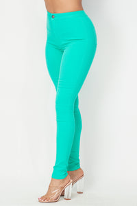 Super High Waisted Stretchy Skinny Jeans - Aqua Blue - SohoGirl.com
