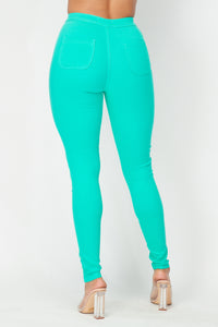 Super High Waisted Stretchy Skinny Jeans - Aqua Blue - SohoGirl.com